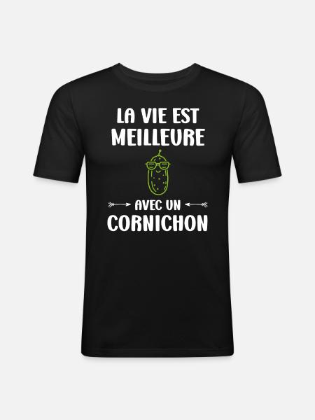 cornichon - T-shirt près du corps Homme - noir