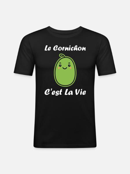 cornichon - T-shirt près du corps Homme - noir