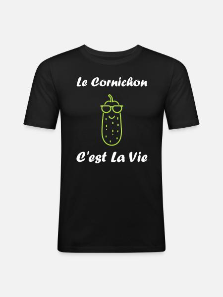 Humour cornichon - T-shirt près du corps Homme - noir