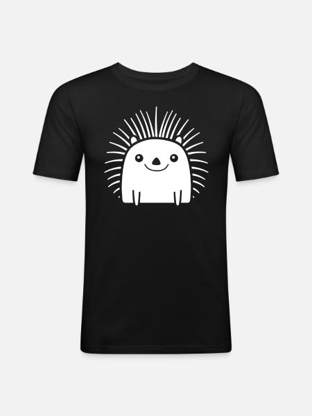 Stachelschwein - Männer Slim Fit T-Shirt - Schwarz