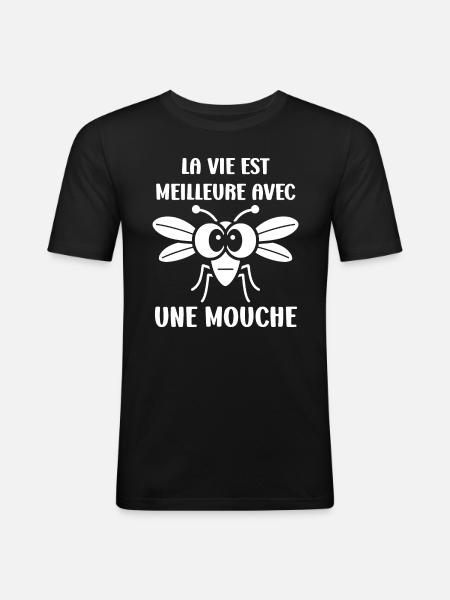 Insect Quote Fly Humor - Men's Slim Fit T-Shirt - black