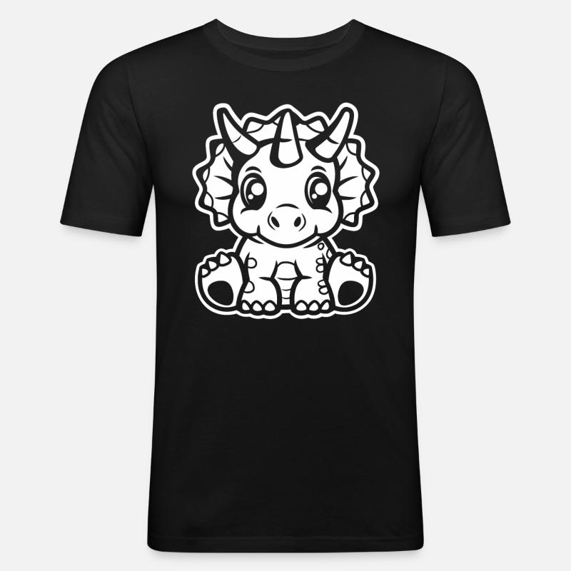 Triceratops - Männer Slim Fit T-Shirt - Schwarz