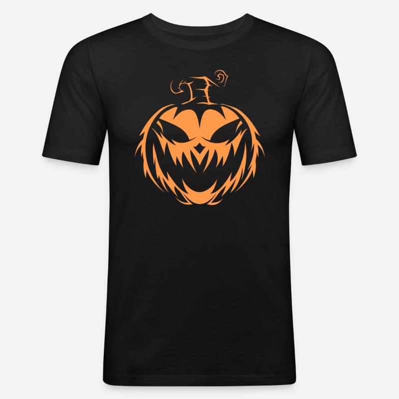 Kürbis - Männer Slim Fit T-Shirt - Schwarz