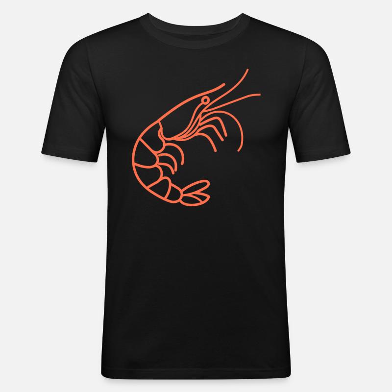 Garnele - Männer Slim Fit T-Shirt - Schwarz