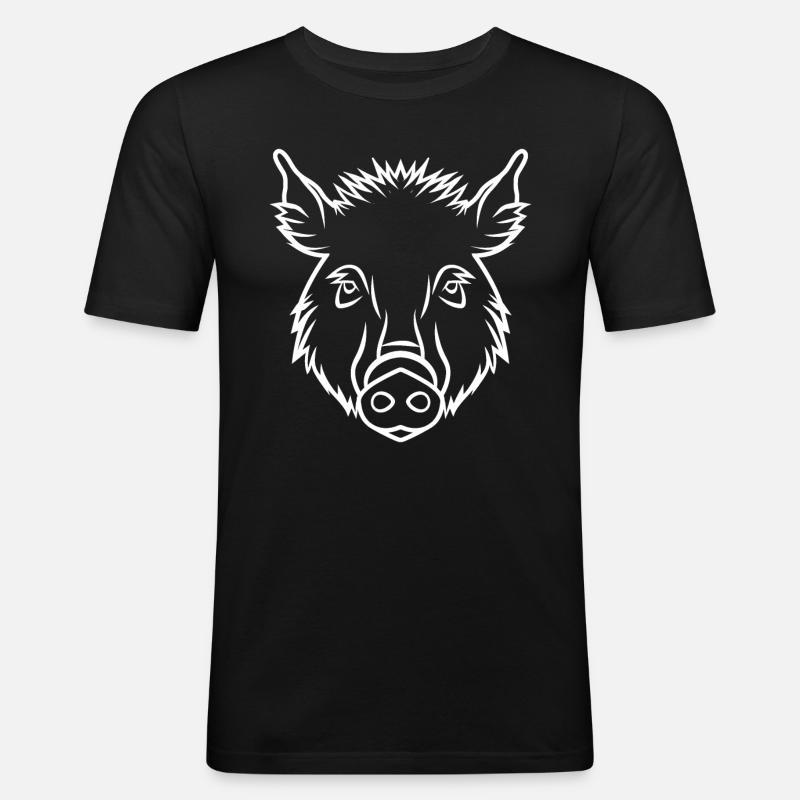 Wildschwein - Männer Slim Fit T-Shirt - Schwarz