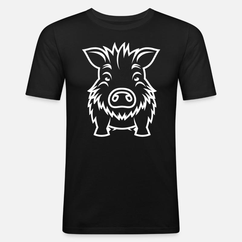 Cinghiale - Maglietta aderente da uomo - nero