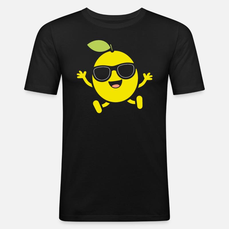 Zitrone - Männer Slim Fit T-Shirt - Schwarz