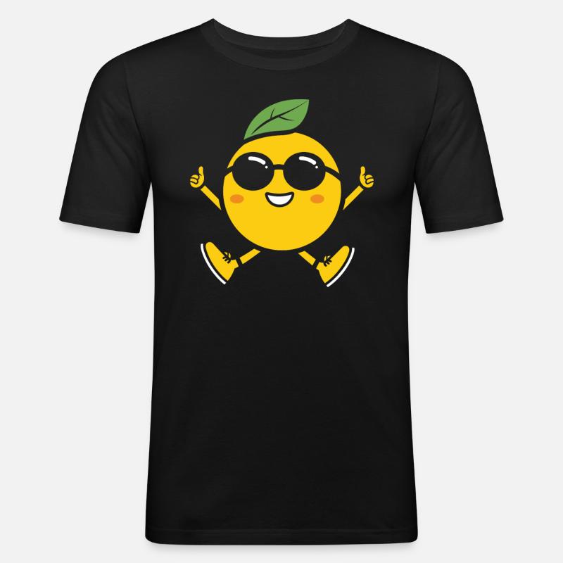 Zitrone - Männer Slim Fit T-Shirt - Schwarz