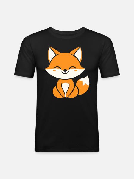 Fuchs - Männer Slim Fit T-Shirt - Schwarz