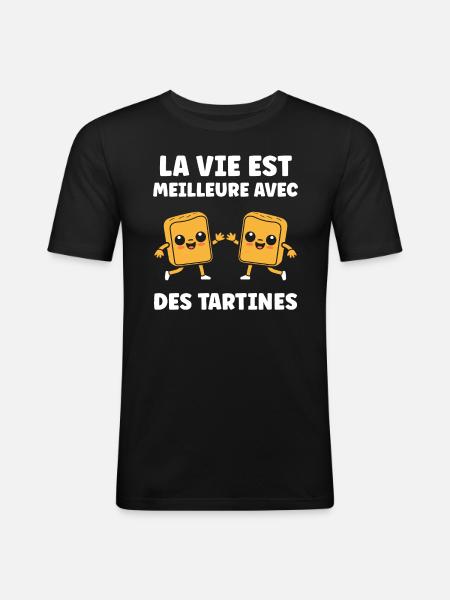 Tartine - T-shirt près du corps Homme - noir