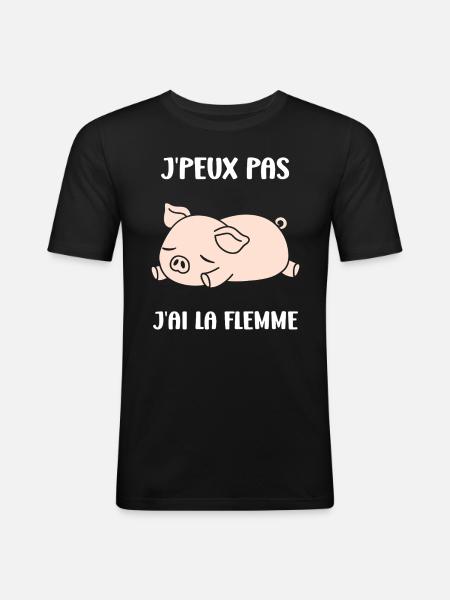 cochon - T-shirt près du corps Homme - noir