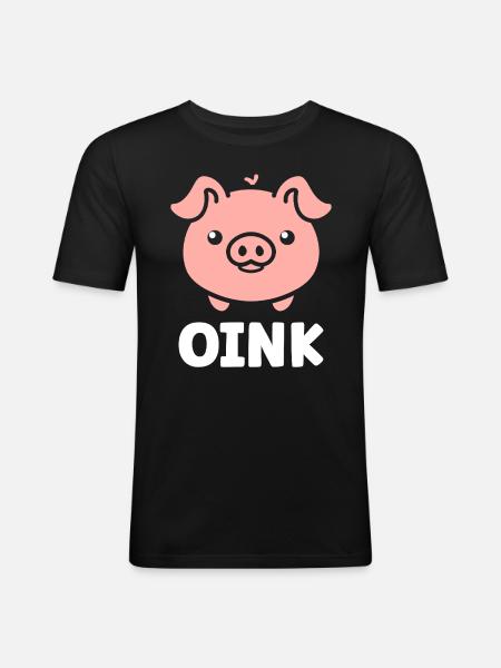 cochon - T-shirt près du corps Homme - noir