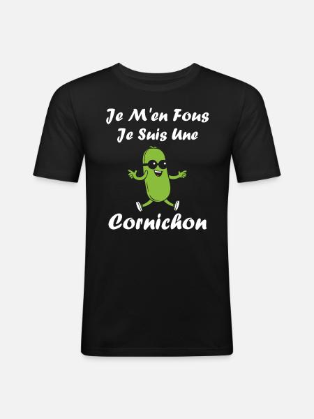 Humour Cornichon - T-shirt près du corps Homme - noir