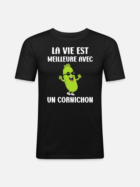 Humour Cornichon - T-shirt près du corps Homme - noir
