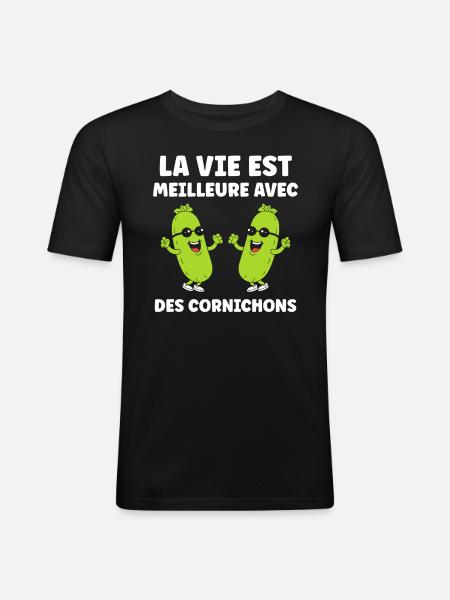Humour Cornichon - T-shirt près du corps Homme - noir