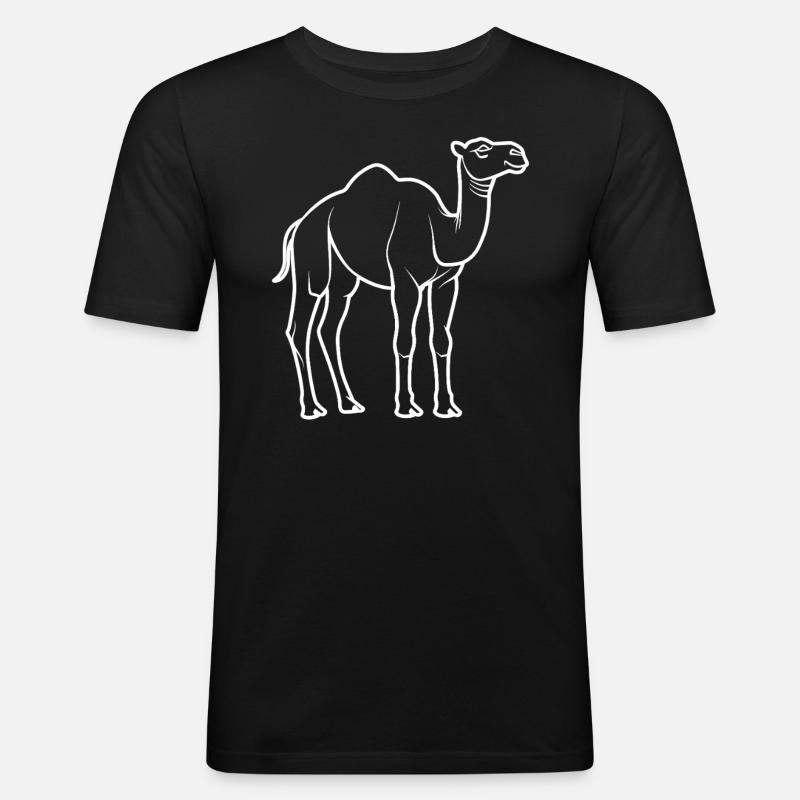 Kamel - Männer Slim Fit T-Shirt - Schwarz