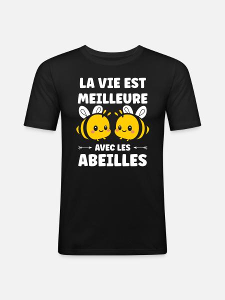 Abeille - T-shirt près du corps Homme - noir
