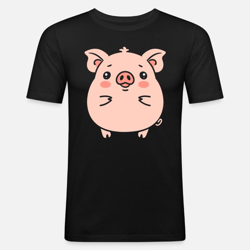 Schwein - Männer Slim Fit T-Shirt - Schwarz