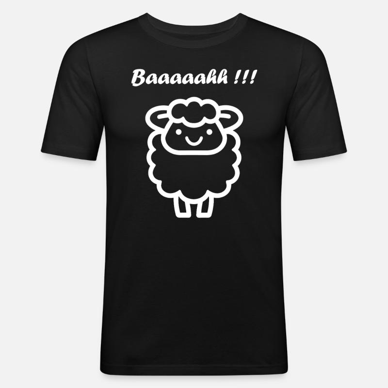 Schaf - Männer Slim Fit T-Shirt - Schwarz