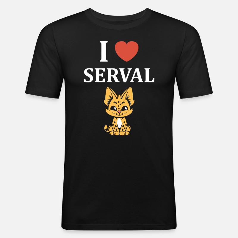 Serval - Männer Slim Fit T-Shirt - Schwarz