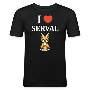 Serval - Männer Slim Fit T-Shirt - Schwarz - Vorne - Nik (191cm)