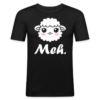 Schaf - Männer Slim Fit T-Shirt - Schwarz - Vorne - Nik (191cm)