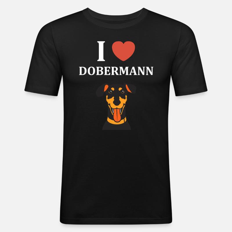 Dobermann - Maglietta aderente da uomo - nero