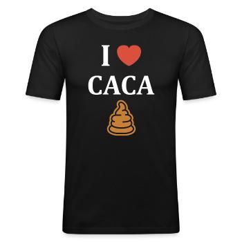 caca - T-shirt près du corps Homme - noir - Devant - Nik (191cm)