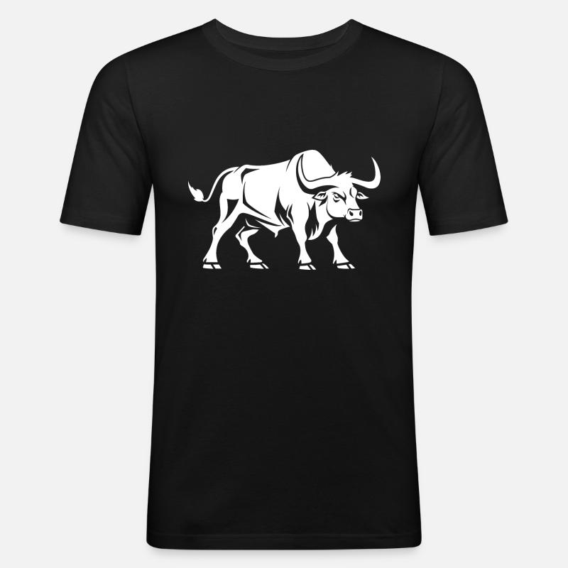 Stier - Männer Slim Fit T-Shirt - Schwarz