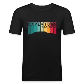 Cape Town Cap Table Mountain Tafelberg Montagne - T-shirt près du corps Homme - noir - Devant - Nik (191cm)
