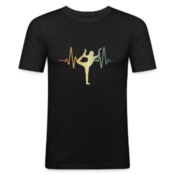 Rythme cardiaque, Yoga, ECG, Pouls, Fréquence cardiaque - T-shirt près du corps Homme - noir - Devant - Nik (191cm)
