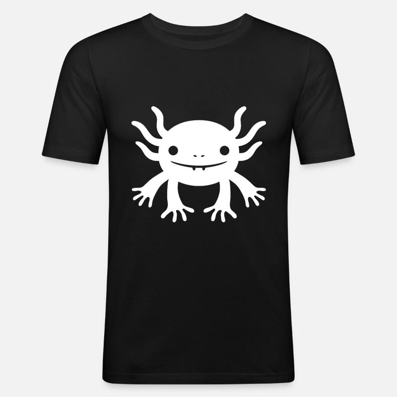 Axolotl - Männer Slim Fit T-Shirt - Schwarz