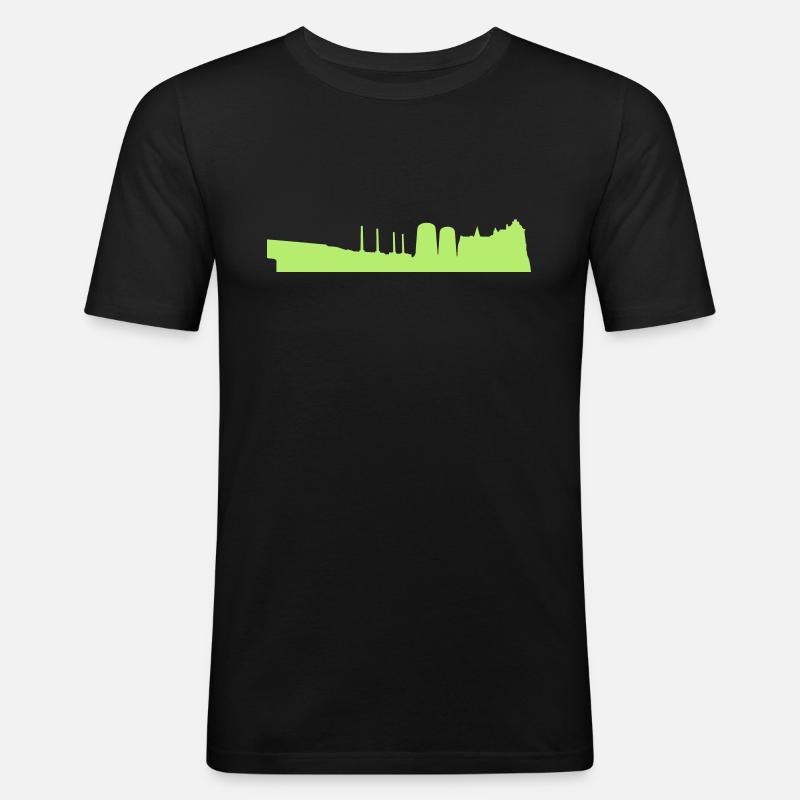Wolfsburg Skyline - Männer Slim Fit T-Shirt - Schwarz