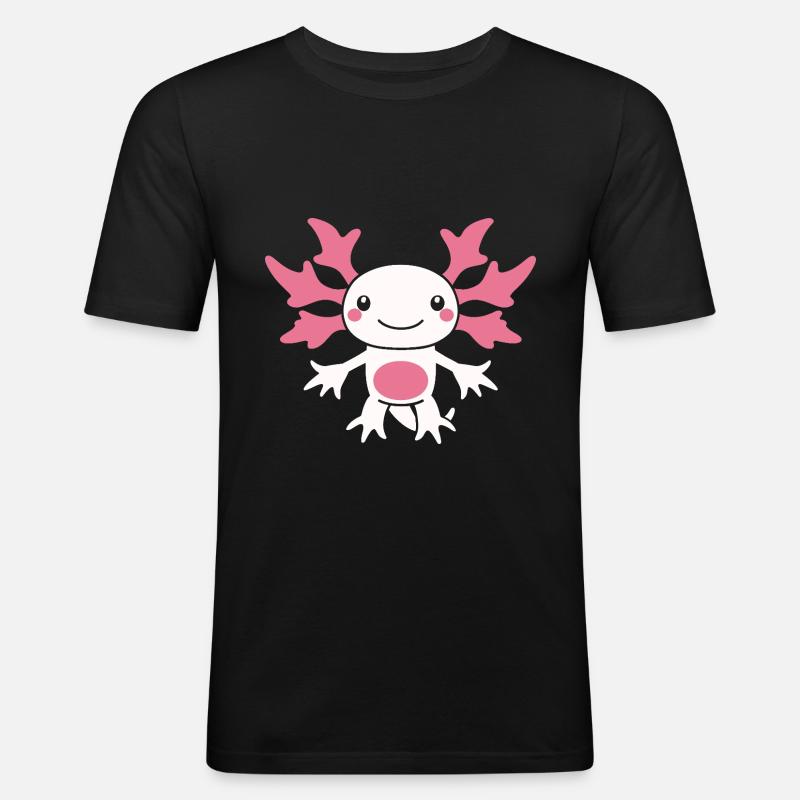 Axolotl - Männer Slim Fit T-Shirt - Schwarz