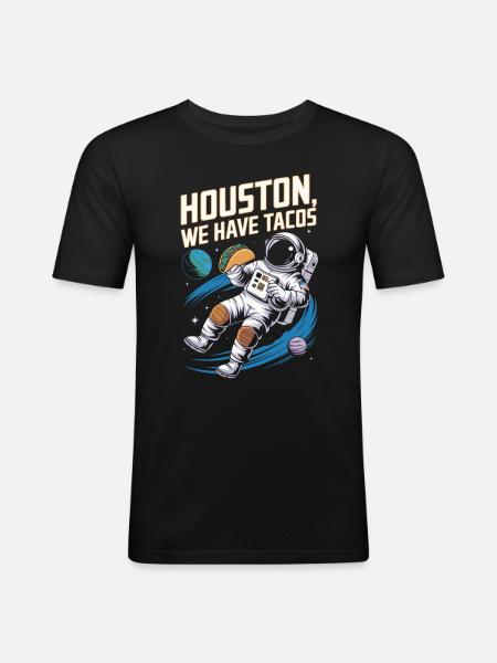 Astronaut Tacos - Männer Slim Fit T-Shirt - Schwarz