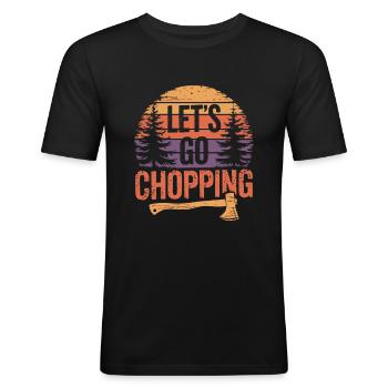 HolzfällerHolz hacken Baumfäller - Männer Slim Fit T-Shirt - Schwarz - Vorne - Nik (191cm)
