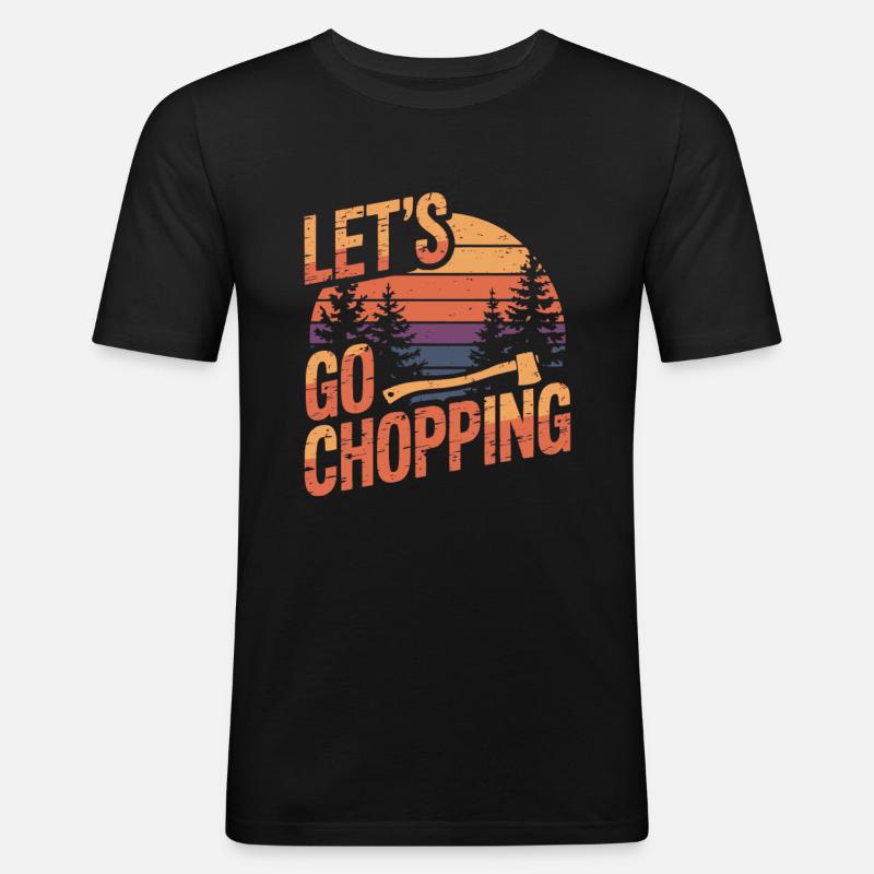 Couper du bois bûcheron coupe-arbres - T-shirt près du corps Homme - noir