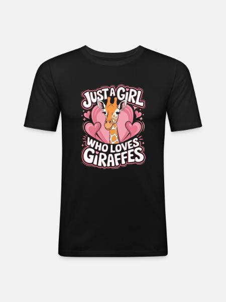 Giraffe Lustiger Spruch Mädchen - Männer Slim Fit T-Shirt - Schwarz