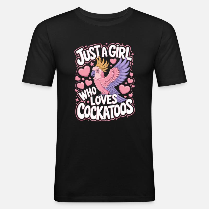 Kakadu Papagei Mädchen Spruch - Männer Slim Fit T-Shirt - Schwarz