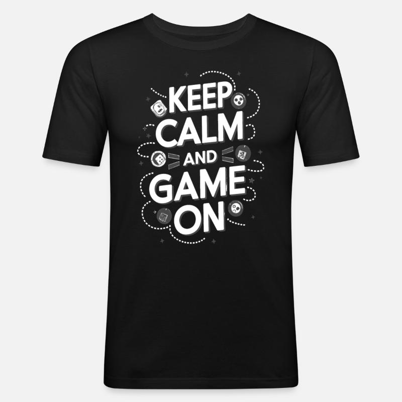 KEEP CALM AND GAME ONE - Men's Slim Fit T-Shirt - black