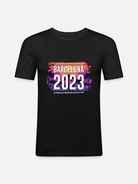 Barcelona 2023 - Männer Slim Fit T-Shirt - Schwarz
