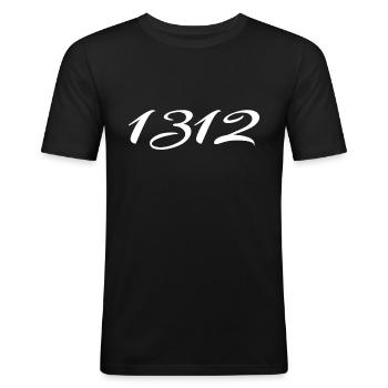 1312 Tshirt - Männer Slim Fit T-Shirt - Schwarz - Vorne - Nik (191cm)