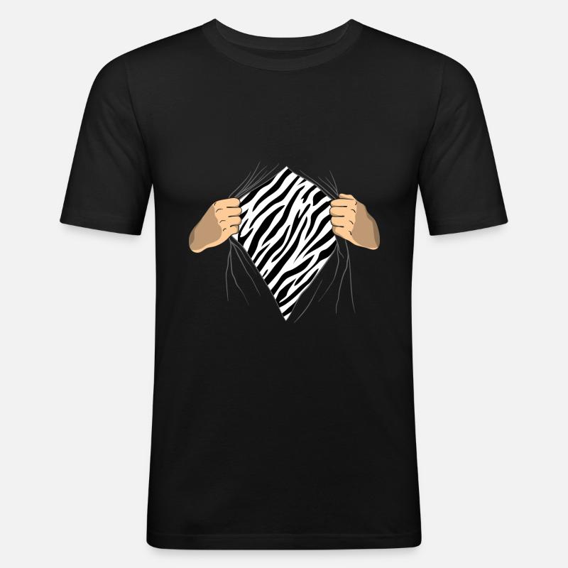 Zebra - Männer Slim Fit T-Shirt - Schwarz