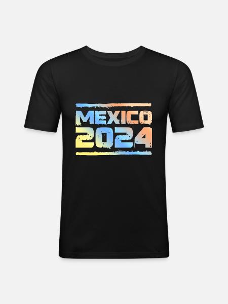 Mexiko 2024 Bunt - Männer Slim Fit T-Shirt - Schwarz
