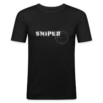 Sniper crosshair e-Sport white - Men's Slim Fit T-Shirt - black - Front - Nik (191cm)
