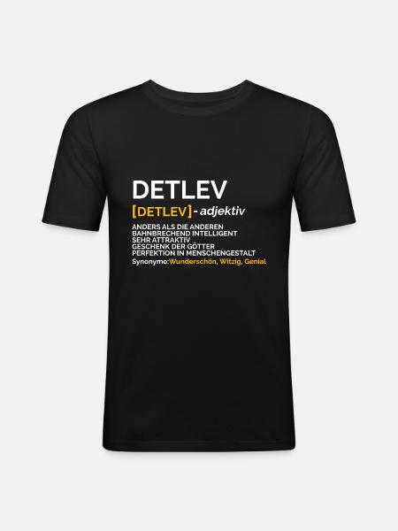 Detlev - Männer Slim Fit T-Shirt - Schwarz