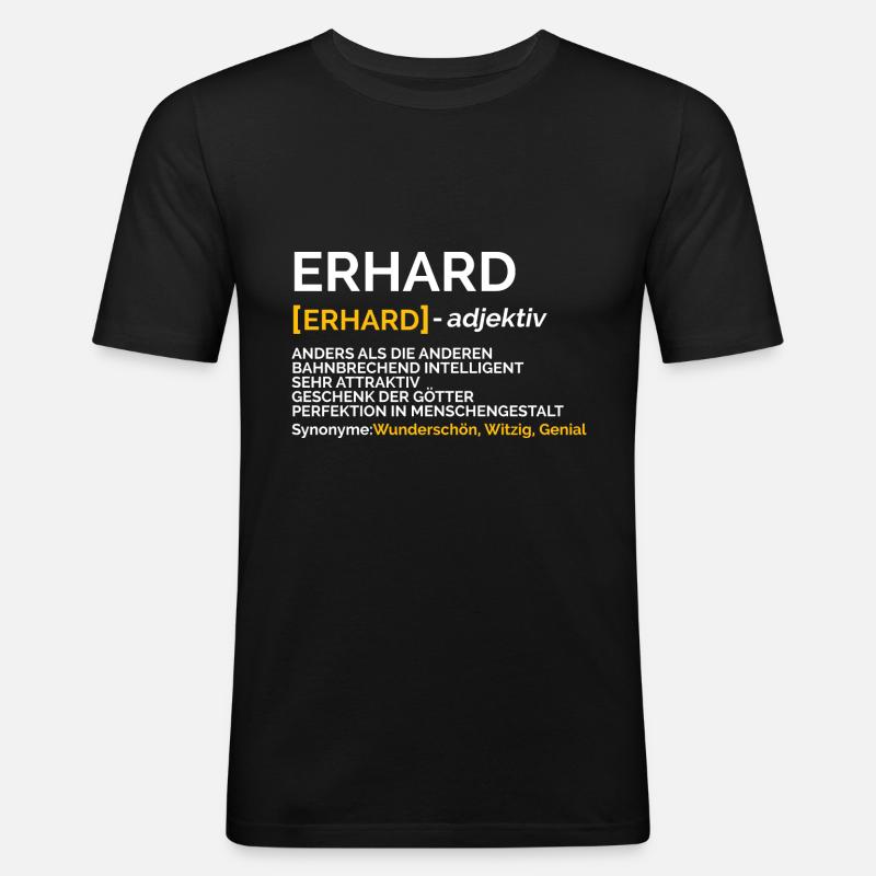 Erhard - Männer Slim Fit T-Shirt - Schwarz