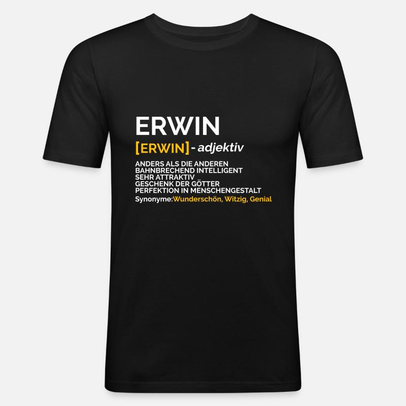 Erwin - Männer Slim Fit T-Shirt - Schwarz