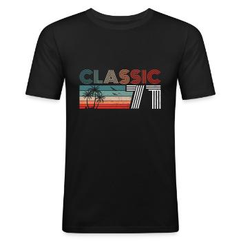 52 Year Old Birthday 2023 Classic 1971 52 Birthday - Männer Slim Fit T-Shirt - Schwarz - Vorne - Nik (191cm)