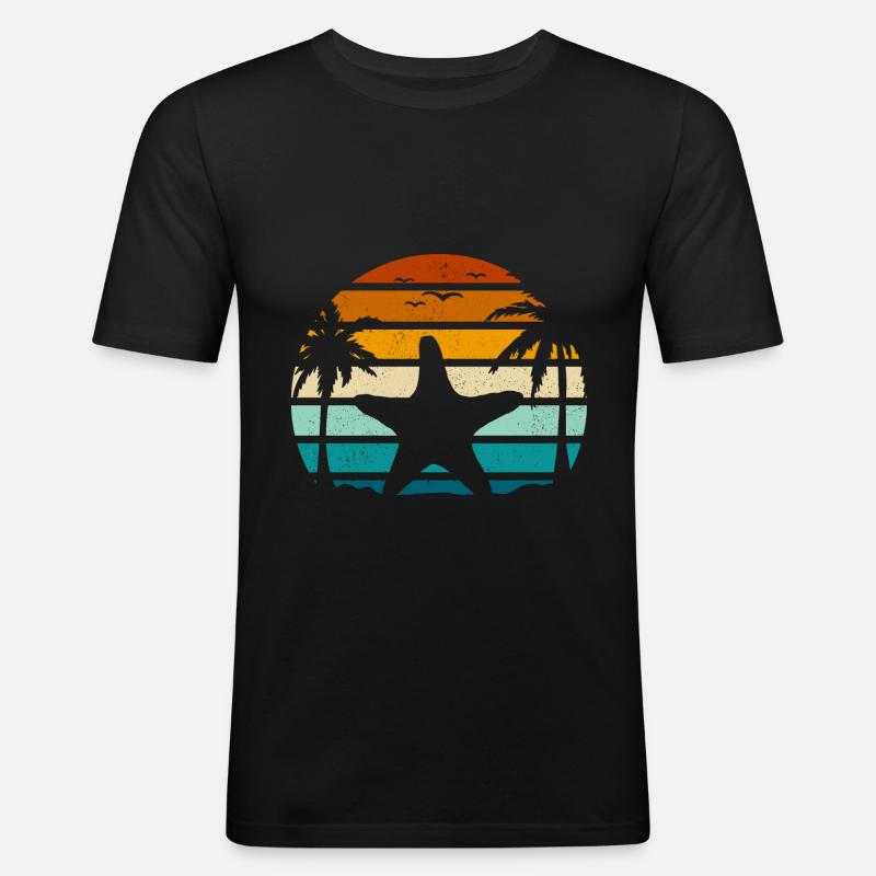 Seestern - Männer Slim Fit T-Shirt - Schwarz